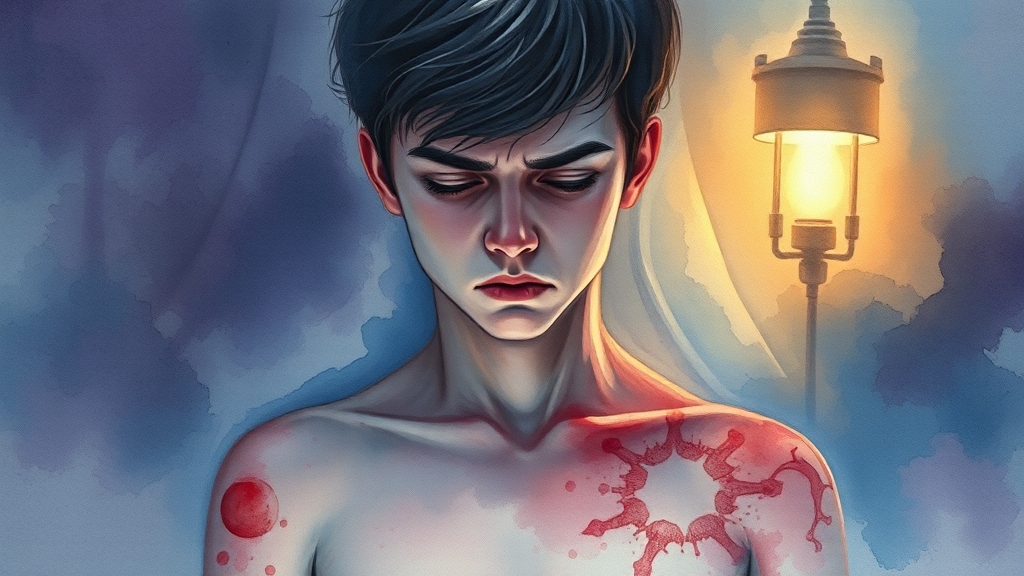 뇌수막염 주요 증상 (watercolor 스타일)