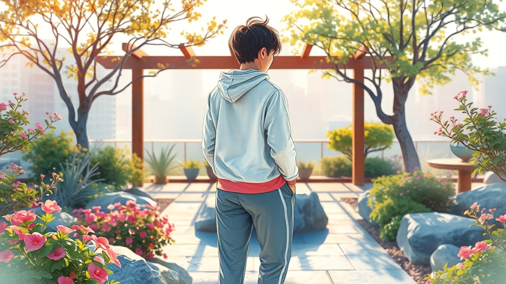 등 통증 예방 생활 습관 (watercolor 스타일)