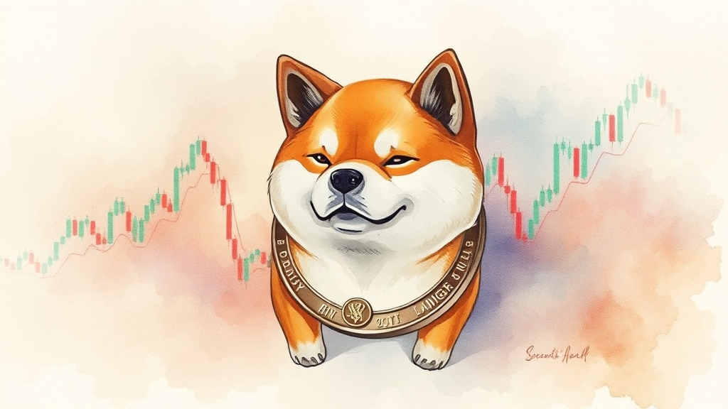밈코인 시장과 시바이누 (watercolor 스타일)