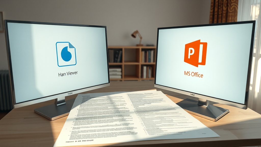 한컴 vs. MS 오피스 비교 (realistic 스타일)