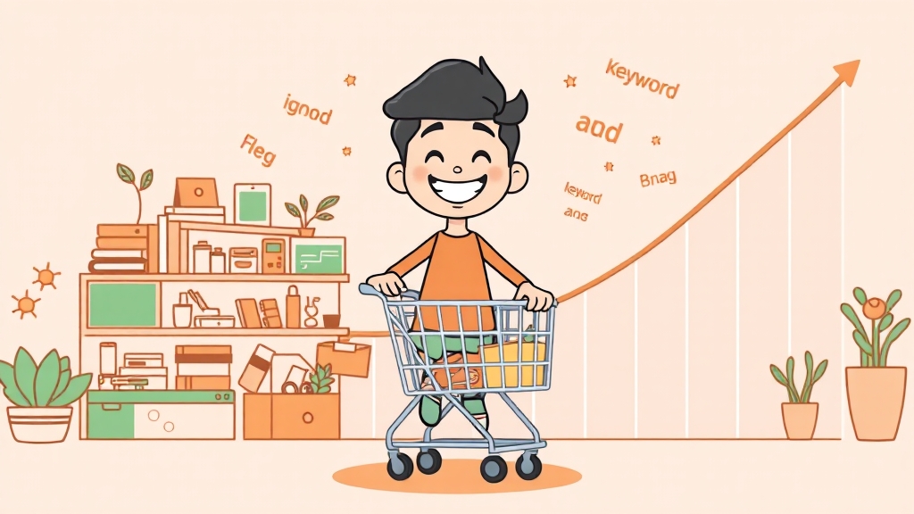매출 상승 위한 키워드 활용법 (cartoon 스타일)