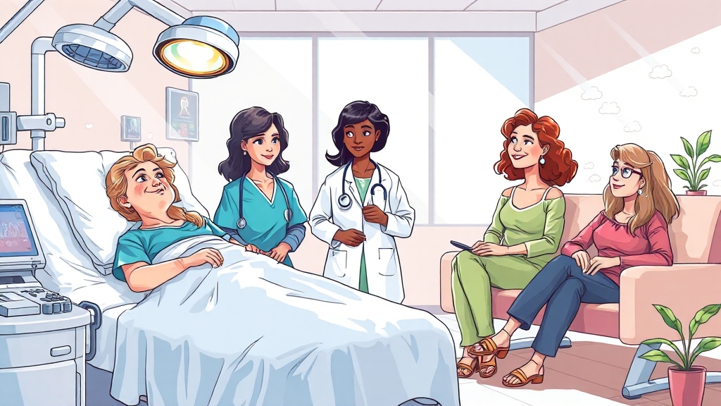 난소암 치료 방법: 수술, 항암, 최신 경향 (cartoon 스타일)