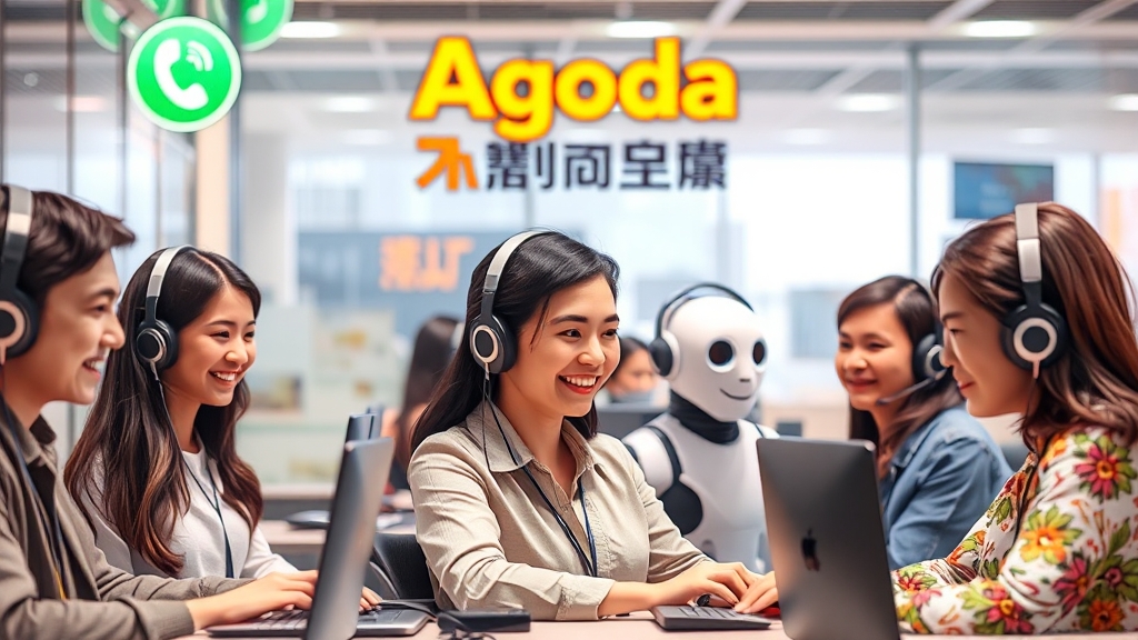 아고다 고객센터 연락 방법 (realistic 스타일)