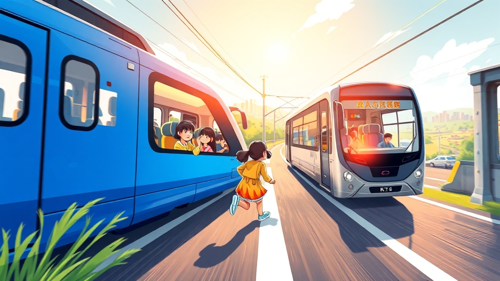 KTX vs 프리미엄 버스 (cartoon 스타일)