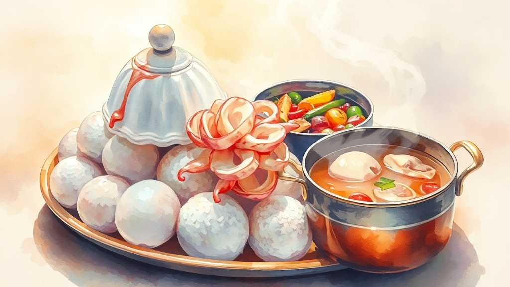 아바이 순대 제조 및 활용 (watercolor 스타일)