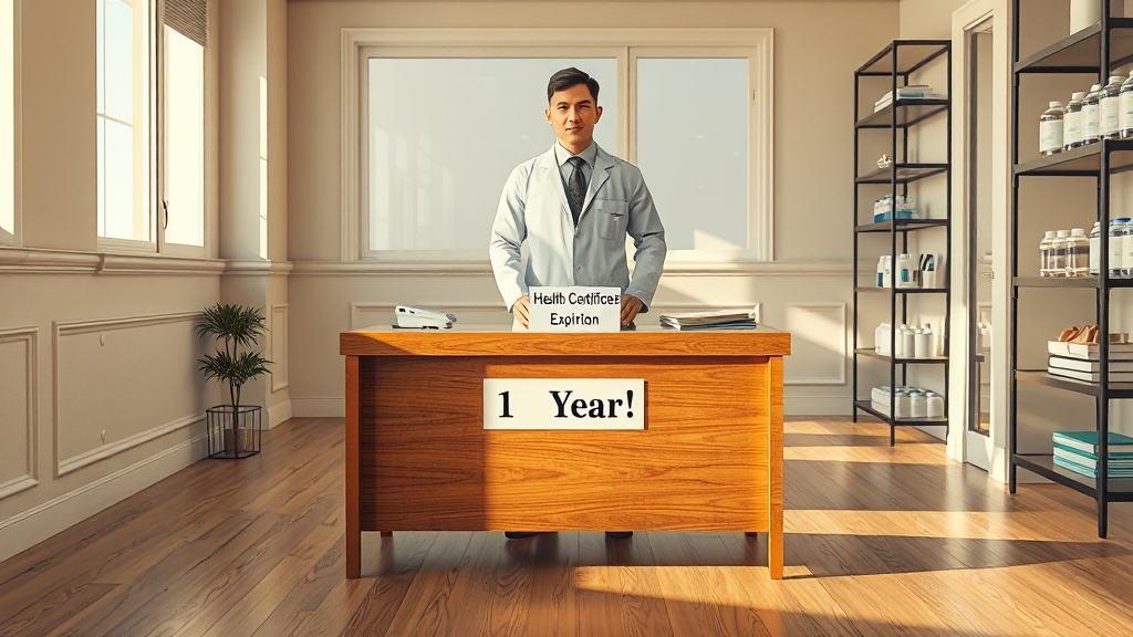 보건증 유효기간과 재발급 (realistic 스타일)