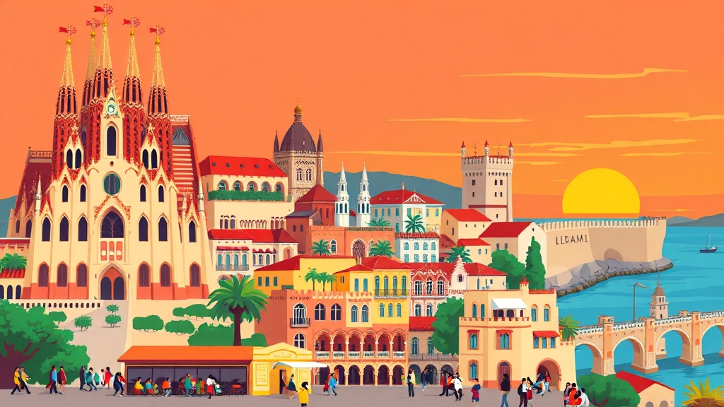 놓칠 수 없는 관광 명소 (cartoon 스타일)