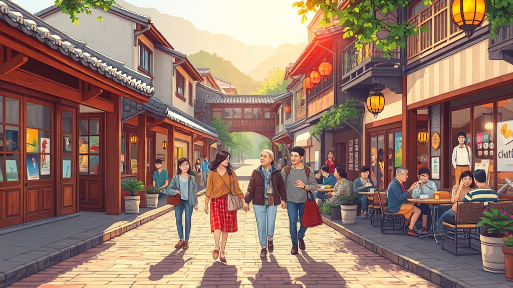 주변 관광 정보 (헤이리 마을 등) (illustration 스타일)