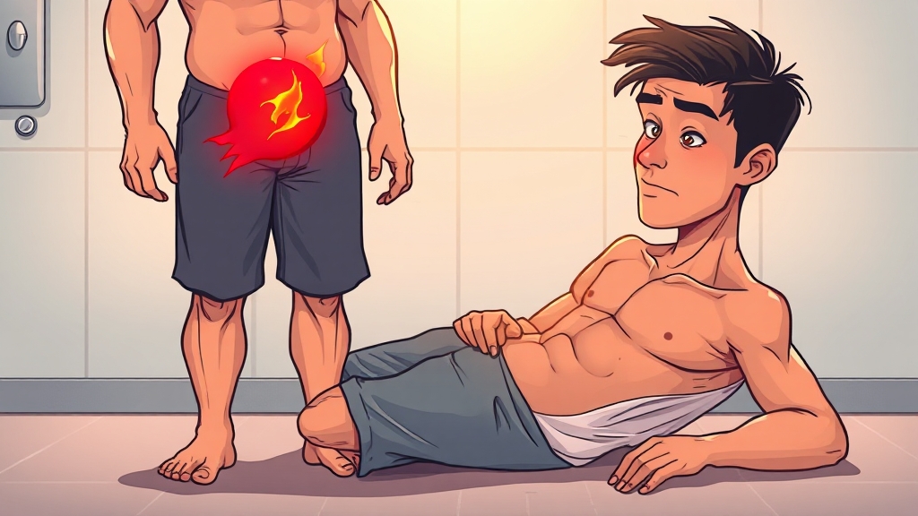 정계정맥류, 증상과 진단 (cartoon 스타일)